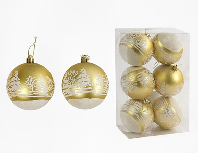 Новорічні прикраси .6 шт, кульки, D = 8 см, у слюді (C 67689)