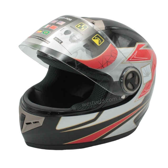 Мото шолом, закритий (XL) "IBK" Інтеграл, 101-3, чорно-сірий глянцевий фото westvelo.com