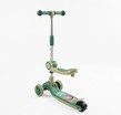 Самокат 2в1 Skyper JT-31622 колеса PU Ø114mm/35mm зі світлом, сидіння, музика та підсвічування платформи, кермо складне, зелений фото westvelo.com