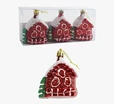 Новорічні прикраси .3 шт, будиночок, висота - 8 см, у слюді (C 67204) фото westvelo.com