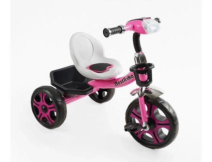Дитячий велосипед 3-х колісний EVA (піна) Best Trike колеса 12-10, BS-22603 рожевий, сталева рама, фара з музикою та світлом, кошик