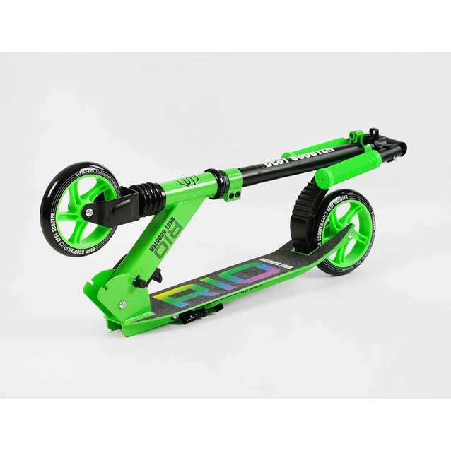 Самокат дитячий 2-х колісний, PU Best Scooter «RIO» 12005 салатовий, Ø145mm, передній амортизатор, AL гальмо фото westvelo.com