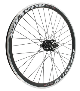 Колесо 24 зад, обід 2-ний чорний, втулка ST. SHUNFENG, диск 6 болтів, чорна спиця (SF-HB25F)