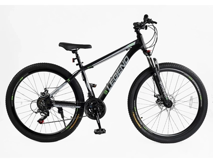 Велосипед 27.5 AL Corso «LEGEND» LG-27754 алюміній 15,5", (к-т SHIMANO) чорно-сірий