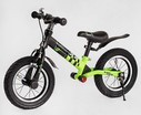 Велобіг 12 Corso надувні колеса, сталева рама «SKIP JACK» 95112 ручне гальмо, з амортизатором, чорно-салатовий фото westvelo.com