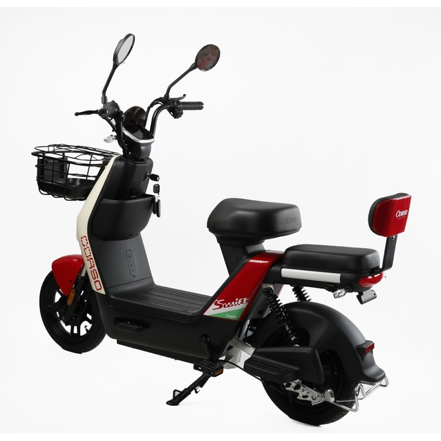 Електроскутер Corso «SWIFT» SW-902450, двигун 500W, акумулятор 60V/20Ah свинцево-кислотний, біло-червоний + 1 ящик. акум, колеса 14" фото westvelo.com