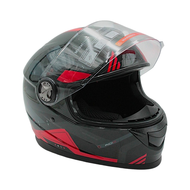 Мото шолом, закритий (L 59-60) BLD-М65 RIDIX, інтеграл, чорно-червоно-сірий глянець фото westvelo.com