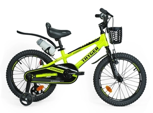 Дитячий велосипед 18 AL Corso «TAYGER» TG-82159 АЛЮМІНІЄВА рама неоново-жовтий, ручне гальмо, дод. колеса, дзвоник, бутилочка
