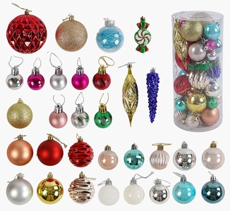 Новорічні прикраси 36 шт, в слюді, ВИДАЄТЬСЯ ТІЛЬКИ МІКС ВИДІВ (C 67708)
