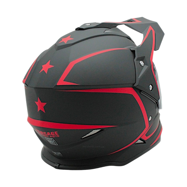 Шолом, закритий крос/ендуро (L) (59-60) АТV Forsage Rider 035 чорно-червоний матовий з дашком вмонтовані окуляри фото westvelo.com