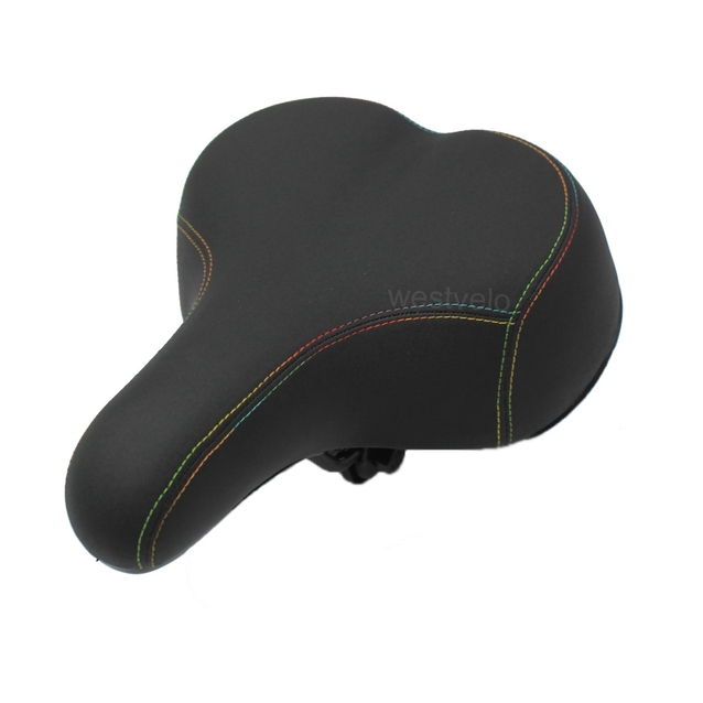 Сідло на пружинах № 7194 чорне з кольоровою ниткою фото westvelo.com