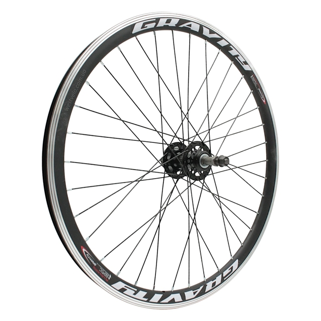 Колесо 24 зад, обід 2-ний чорний, втулка ST. SHUNFENG, диск 6 болтів, чорна спиця (SF-HB25F) фото westvelo.com