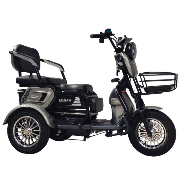 Трицикл Corso «LOGAN PRO» LN-641532, двигун 1200W, акумулятор 72V 28Ah графеновий, сірий + 1 ящик. акум, колеса 10" фото westvelo.com