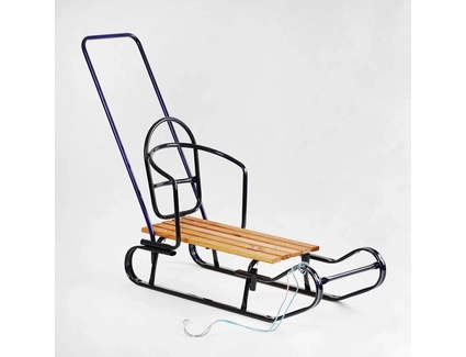 Сани з ручкою, плоскі полози "Королівські" сині