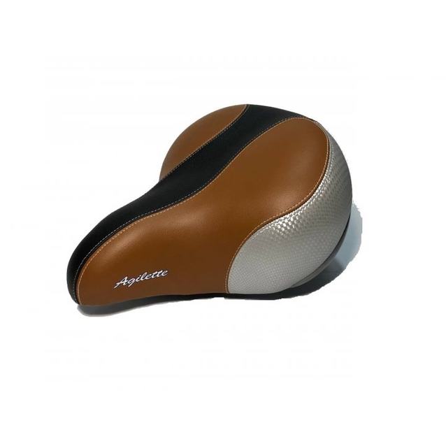 Сідло на пружинах подвійних AGILETTE E-82Е широке чорно-коричневе фото westvelo.com
