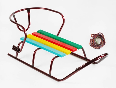 Сани без ручки, ЛЮКС круглі полози, бордові