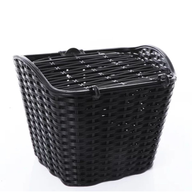 Кошик пластмасовий плетений з кришкою 28 ''MESSINA'' чорний фото westvelo.com