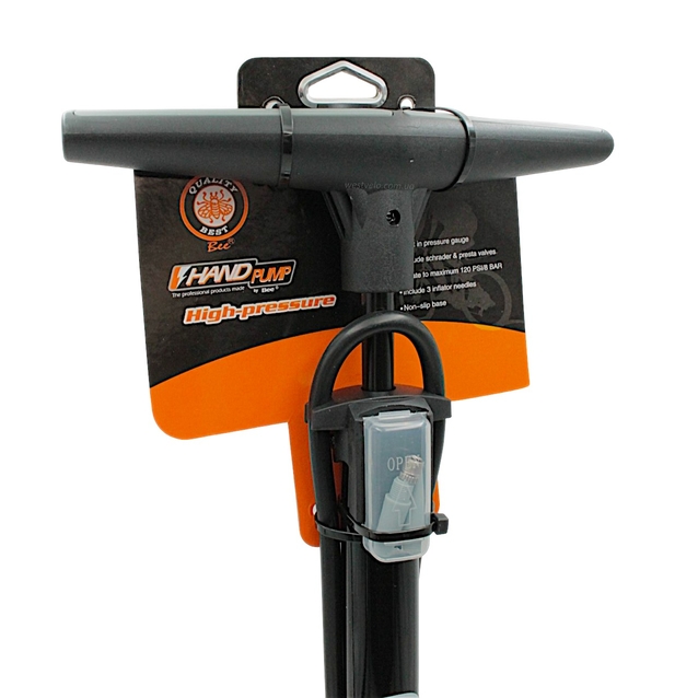 Насос авто з манометром BEE pump (ZF-042) сталевий чорний, 2-ний наконечник (AV/FV) фото westvelo.com