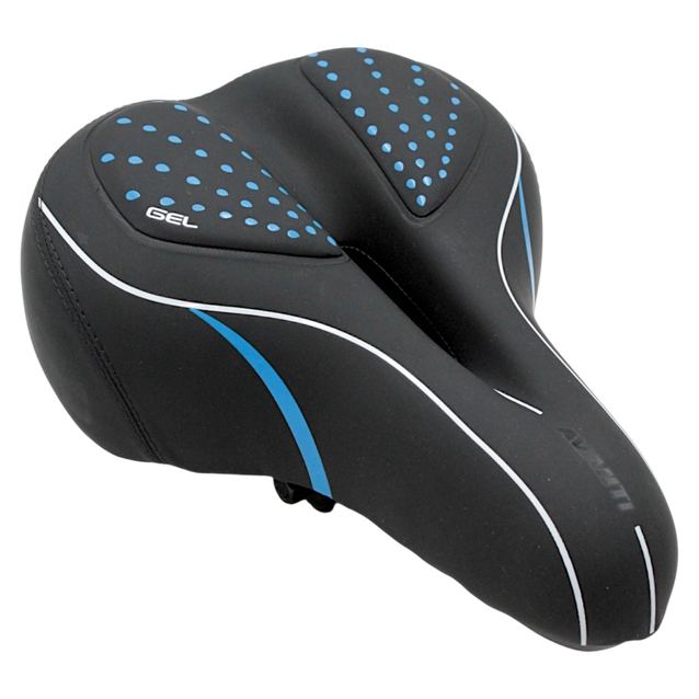 Сідло на демпферах з отвором AVANTI № 189 GEL, чорне з крапками (сині) фото westvelo.com