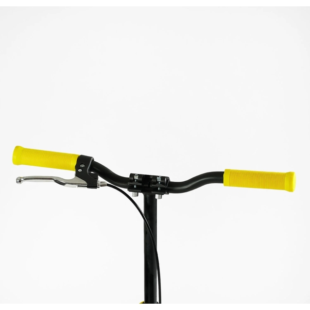 Самокат дитячий 2-х колісний, PU Best Scooter «SHARK» SH-10865 чорно-жовтий, Ø200mm, з ручним гальмом, затискач керма, 1 амортизатор фото westvelo.com