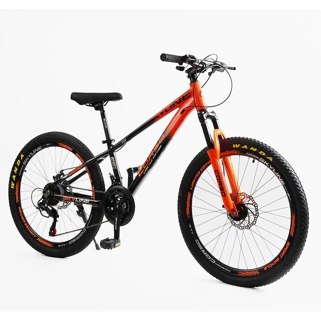 Велосипед 24 AL Corso «SKYLINE» SL-50703 алюміній 11", (к-т SHIMANO) чорно-помаранчевий фото westvelo.com