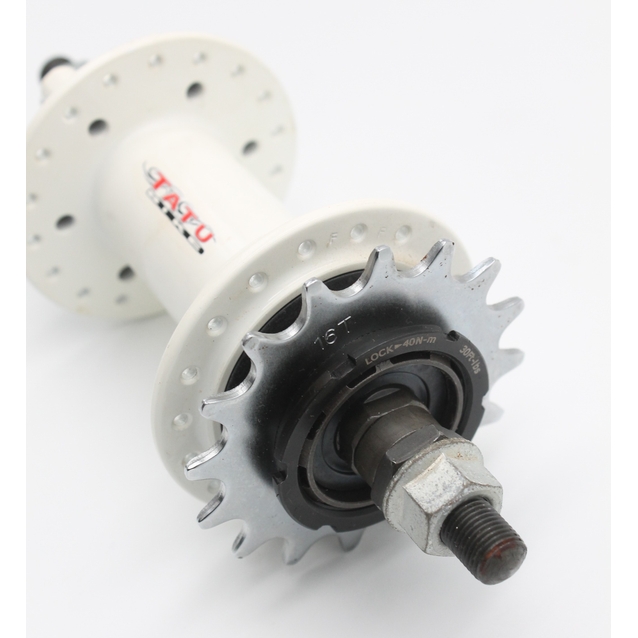 Втулка задня, (AL) TATU-BIKE, SINGLE SPEED (16T), під вісь 10мм, диск гальма 6 болтів, віночки, гайка, біла(14Gx36H) фото westvelo.com