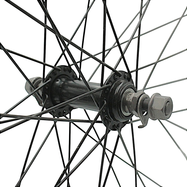 Колесо 28-29 перед, обід 2-ний сірий, втулка ST. на віночках чорна, чорна спиця фото westvelo.com