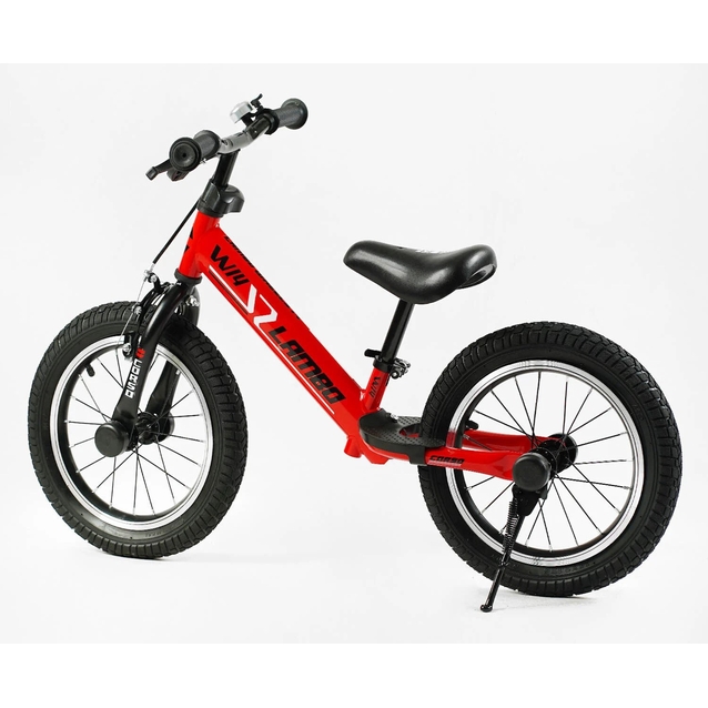 Велобіг 14 Corso надувні колеса, сталева рама «LAMBO» LB-14811 червоний, ручне гальмо, алюмінієві обода, підставка для ніг, підніжка, дзвоник фото westvelo.com