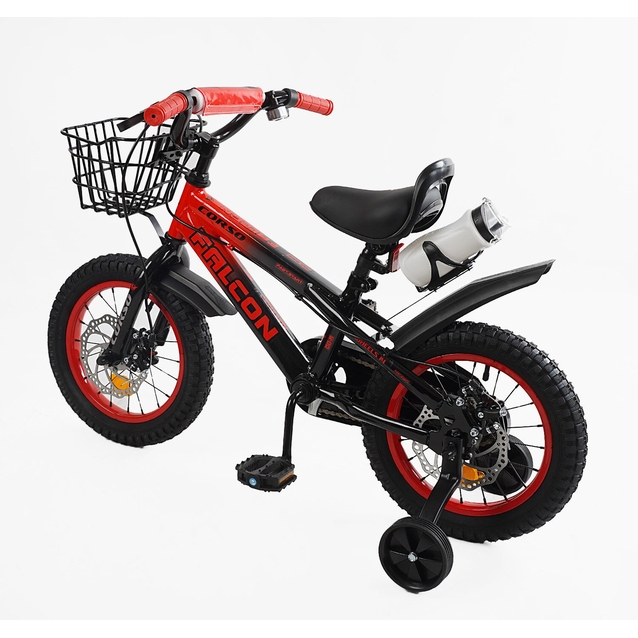 Дитячий велосипед 14 ST Corso «FALCON» FL-14873, дискові гальма, чорно-червоний фото westvelo.com