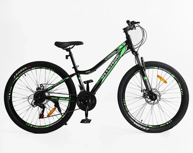 Велосипед 26 ST Corso «INTENSE» NT-26717 сталь 13", (к-т Saiguan) чорно-салатовий