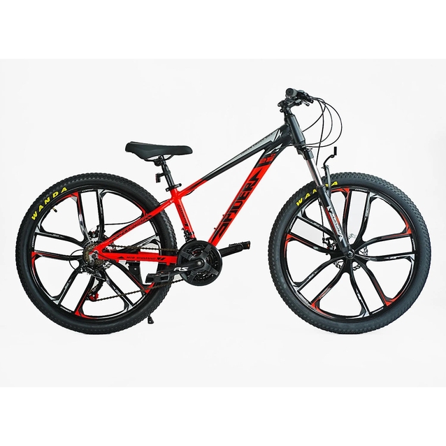 Велосипед 26 AL Corso «SPIDER» SP-26800 алюміній 13", (к-т SHIMANO) чорно-червоний, литі диски
