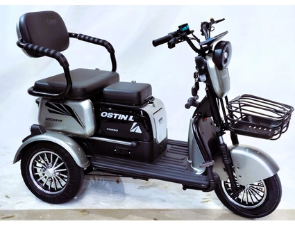 Трицикл Corso «OSTIN L» NL-624307, двигун 1200W, акумулятор 72V 24Ah літій-залізно-фосфатний, срібний + 1 ящик. акум, колеса 10"