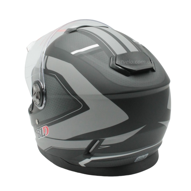 Мото шолом, закритий (L 59-60) BLD-М65 інтеграл, чорний матовий з сірим малюнком фото westvelo.com