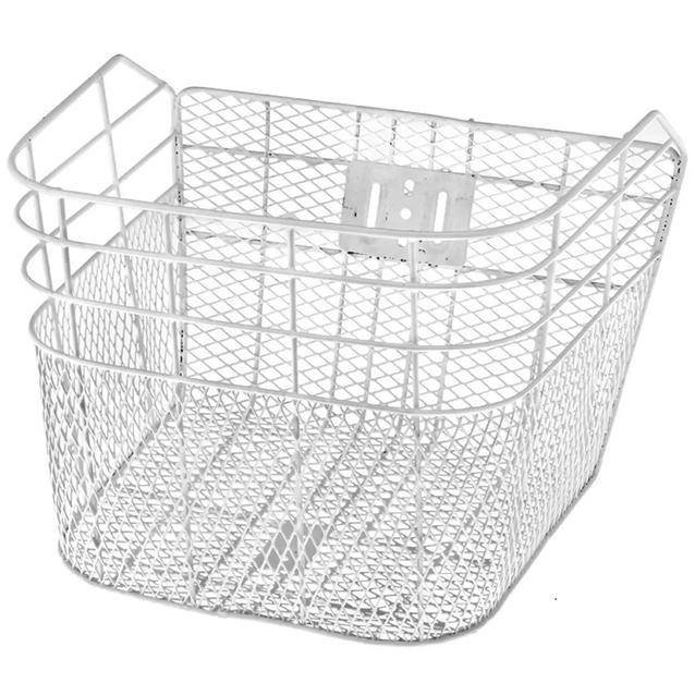 Кошик металевий косий, сітка-дріт, білий фото westvelo.com