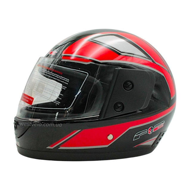 Мото шолом, закритий (S 55-56) F2 чорно-червоний глянець, (825-3) фото westvelo.com