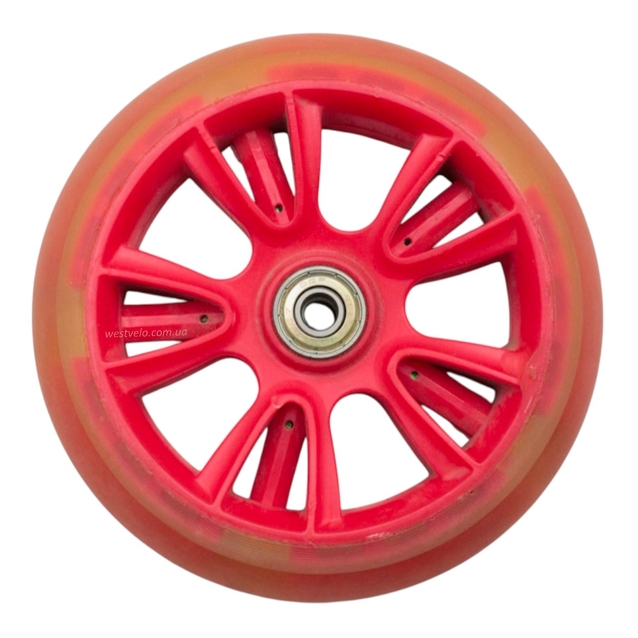 Колесо самоката дитячого поліуретан Ø135мм, діодне, червоний фото westvelo.com