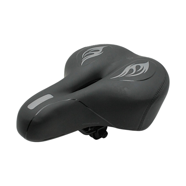 Сідло на демферах з отвором SHENGXIN "Полум'я біле", чорне матове фото westvelo.com