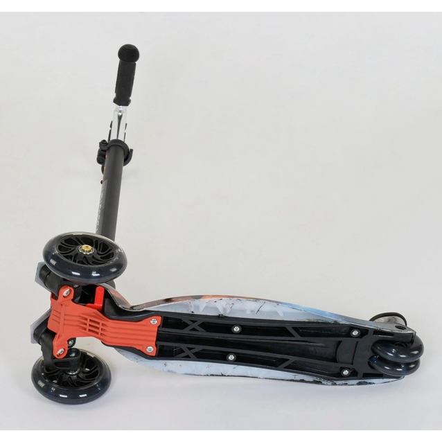 Самокат дитячий 3-х колісний, Best Scooter «MAXI» 2464 / 779-1311 чорний (космос), колеса PU Ø120mm/80mm зі світлом, пластмасовий, трубка керма алюмінієва фото westvelo.com