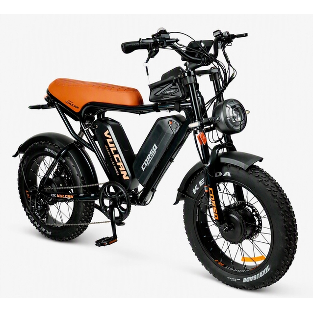 Електрофетбайк 20 ST Corso «VULCAN» L-89127-316 сталь, двигун 2х1000W, акумулятор 2х48V 18Ah літієвий, (к-т SHIMANO) чорно-коричневий фото westvelo.com