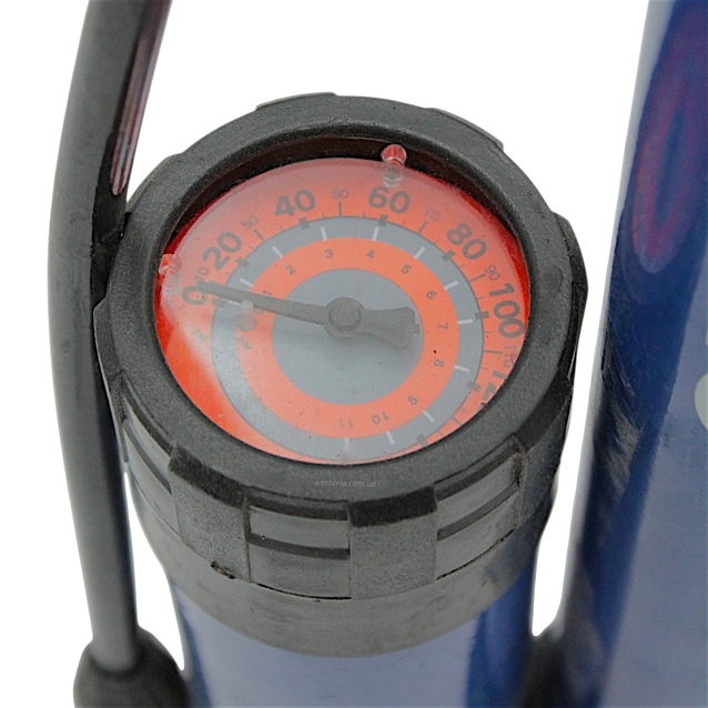 Насос авто з манометром GEO-LUX сталевий блакитний, 2-ний наконечник (AV/FV) фото westvelo.com