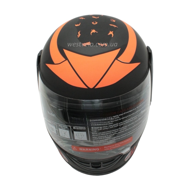 Мото шолом, закритий (XS) F2 "PREDA TORS" чорно-помаранчевий матовий (825-4) фото westvelo.com