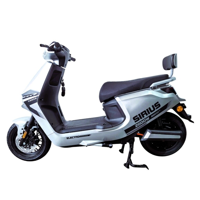 Електроскутер Corso «SIRIUS» SR-316433, двигун 2000W, акумулятор 72V 35Ah графеновий, срібний, колеса 12" + 1 ящик. акум фото westvelo.com