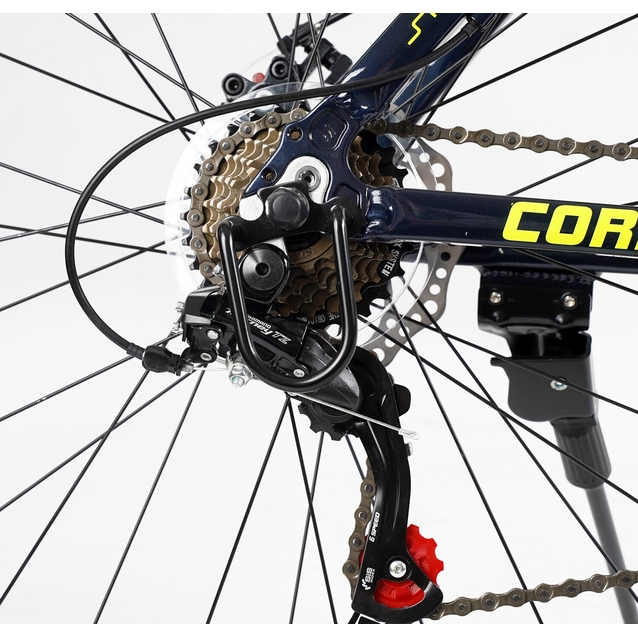 Велосипед 29 AL Corso «DARK-X» DX-29306 алюміній 19", (к-т SHIMANO) темно синьо-жовтий фото westvelo.com