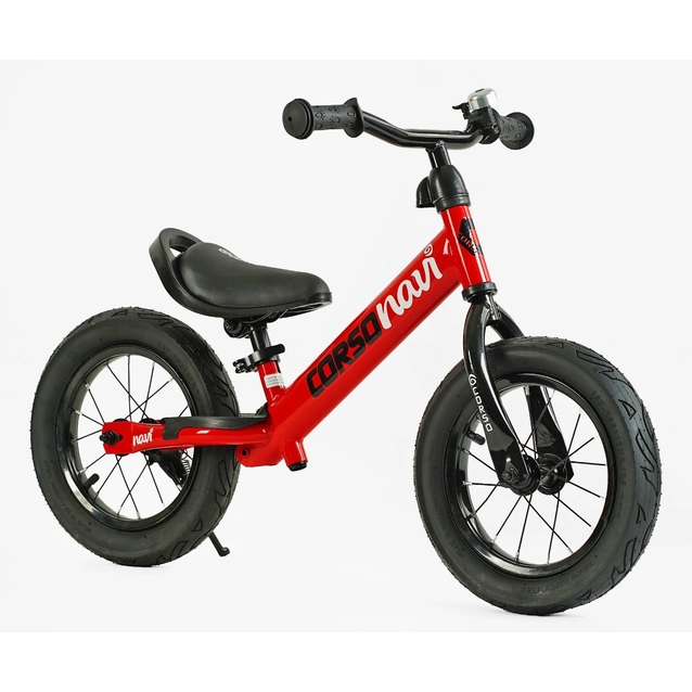 Велобіг 12 Corso надувні колеса, сталева рама «NAVI» NV-12306 червоний, підніжка, підставка для ніг, дзвіночок фото westvelo.com
