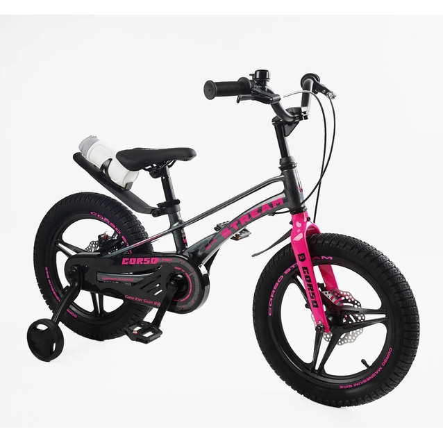 Дитячий велосипед 16 MG Corso «STREAM» SM-30270, магнієва рама, графітово-рожевий фото westvelo.com