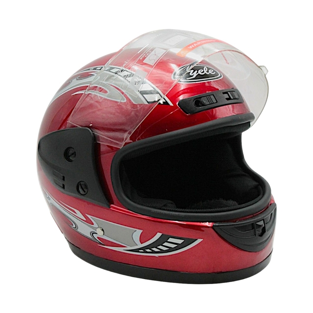 Мото шолом, закритий "CNJM" YELE, інтеграл, червоний глянець з чорно-сірим малюнком, з коміром фото westvelo.com