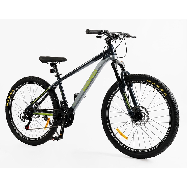 Велосипед 26 AL Corso «KORD» KD-80420 алюміній 15", (к-т SHIMANO) чорно-сіро-зелений фото westvelo.com