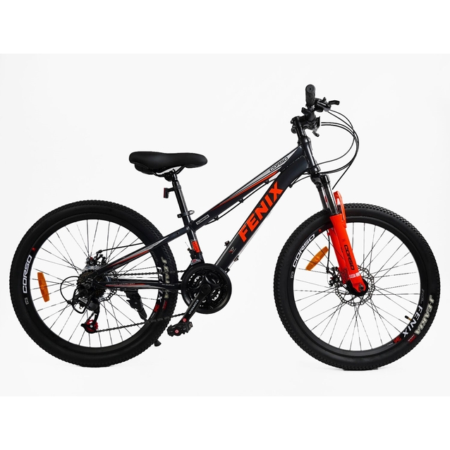 Велосипед 24 AL Corso «FENIX» FX-24912 алюміній 11", (к-т Saiguan) чорно-червоний фото westvelo.com