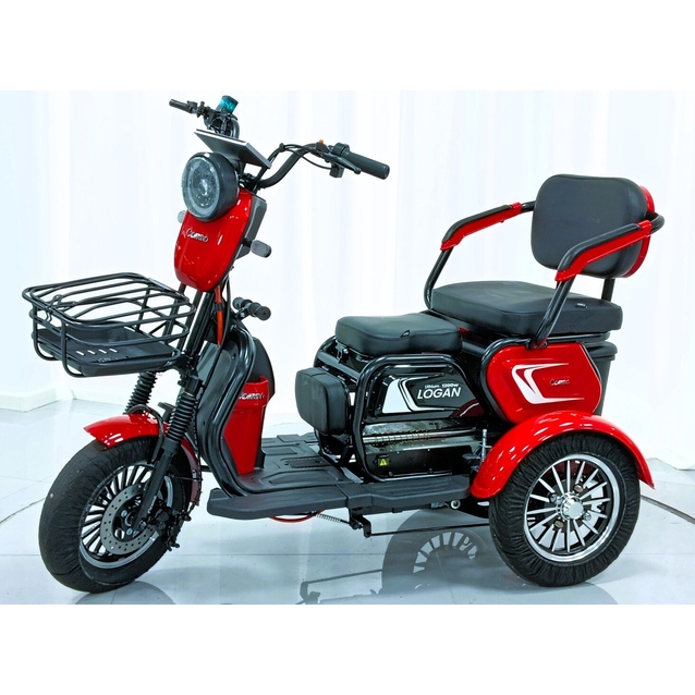 Трицикл Corso «LOGAN L» L-510049, двигун 1200W, акумулятор 72V 24Ah літій-марганець-залізно-фосфатний, червоний, колеса 10" фото westvelo.com