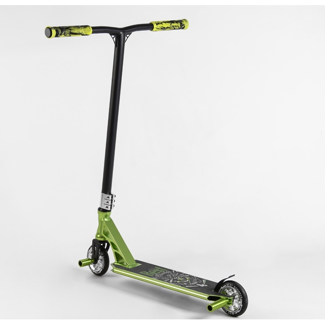 Самокат трюковий Best Scooter «SPIDER» 53442 чорно-зелений, HIC-система, пеги, AL диск та дека, колеса PU Ø110mm, ширина керма - 60 см фото westvelo.com